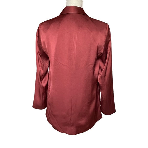 Express Women’s Satin Lightweight Open Front Blazer Size S Burnt Orange Lined - Picture 4 of 8